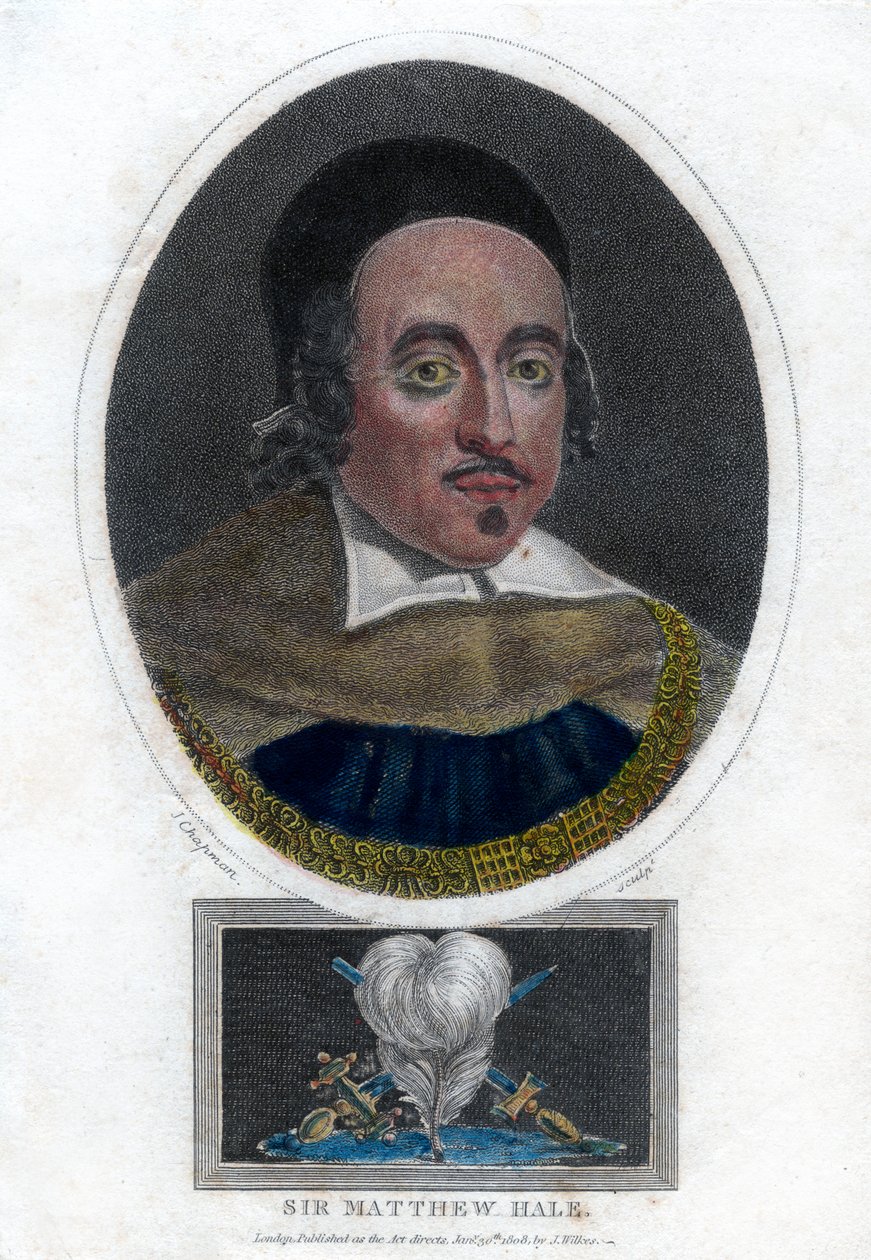 Sir Matthew Hale, Lord Chief Justice of England fra det 17. århundrede, 1808. af J. Chapman