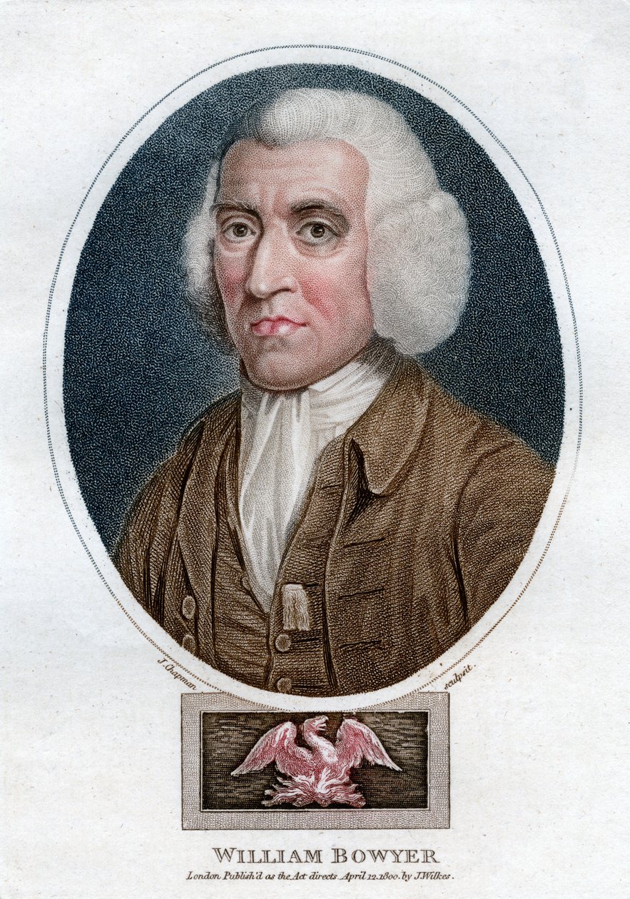 William Bowyer, engelsk bogtrykker og litterær redaktør fra det 18. århundrede, 1800. af J. Chapman