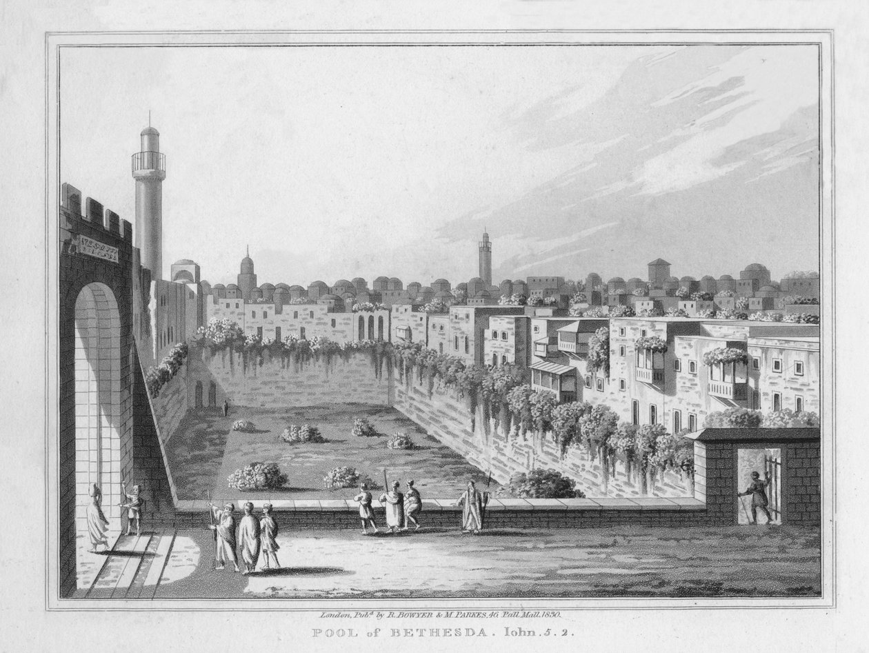 Bethesda pool. John. 5. 2., 1830 af J. Clarke