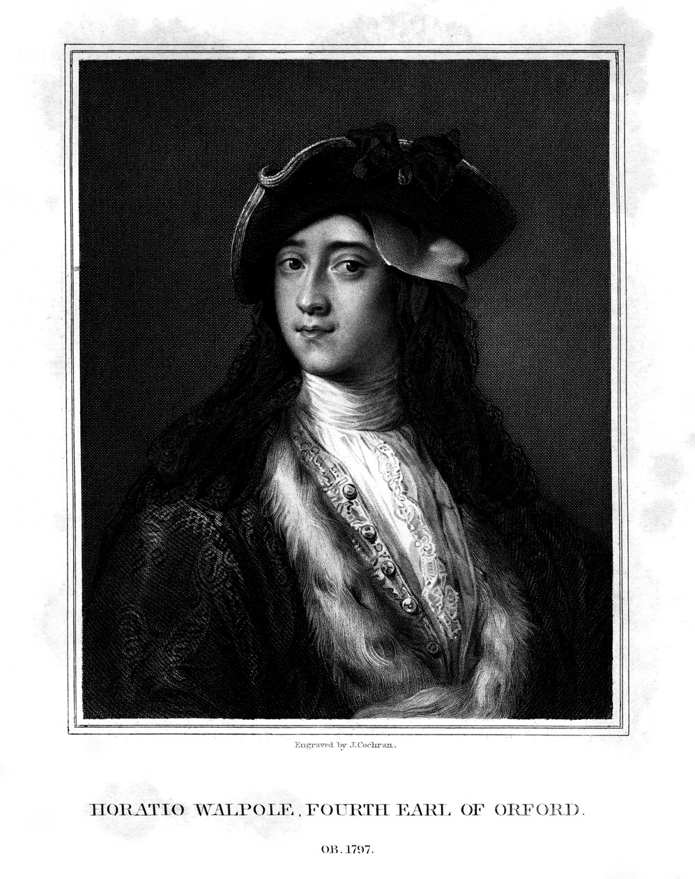 Horace Walpole, 4. jarl af Orford, politiker, forfatter, arkitektonisk innovator, 1832. af J. Cochran