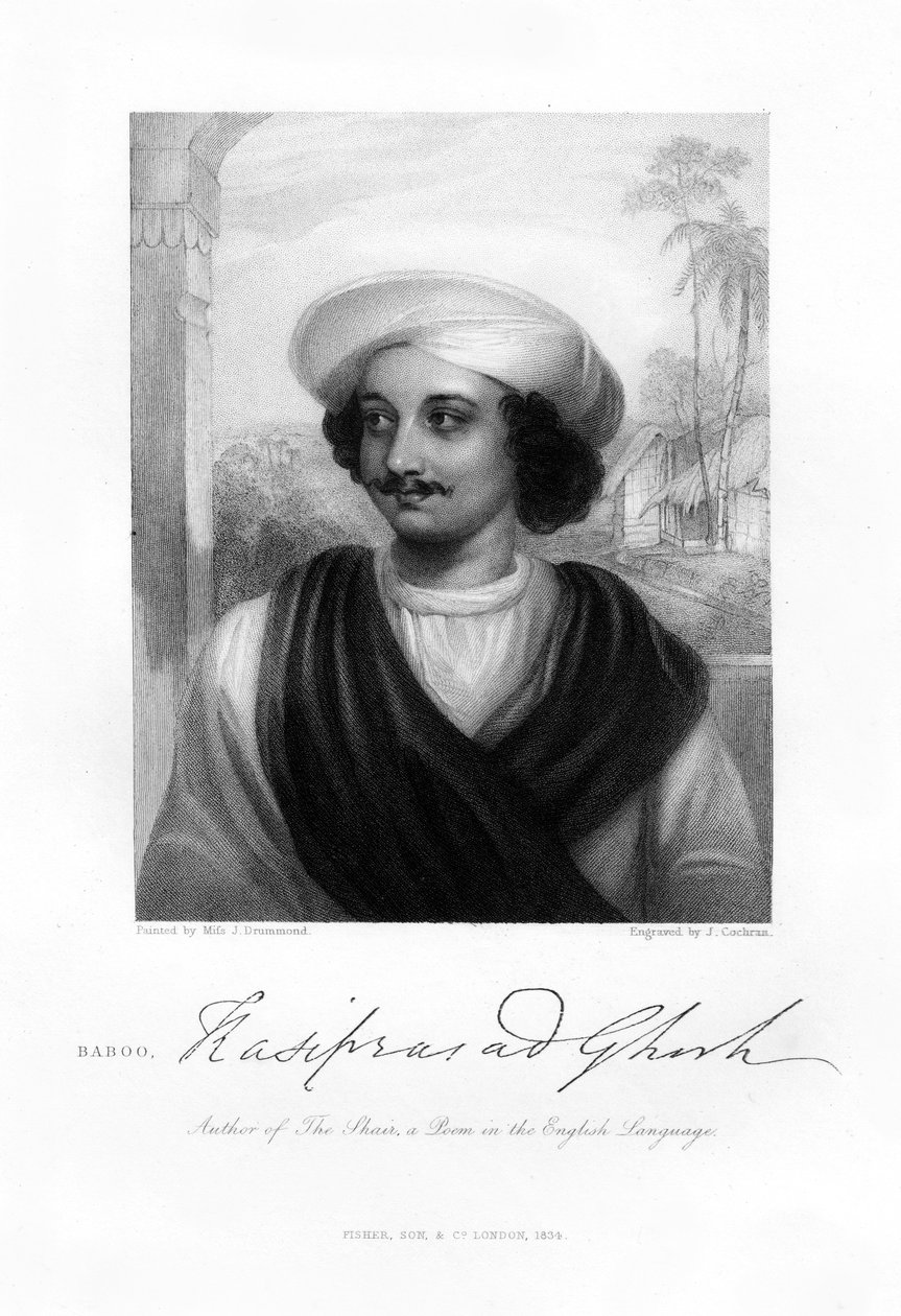 Kasi Das Prasad Ghosh, indisk digter, 1834 af J. Cochran