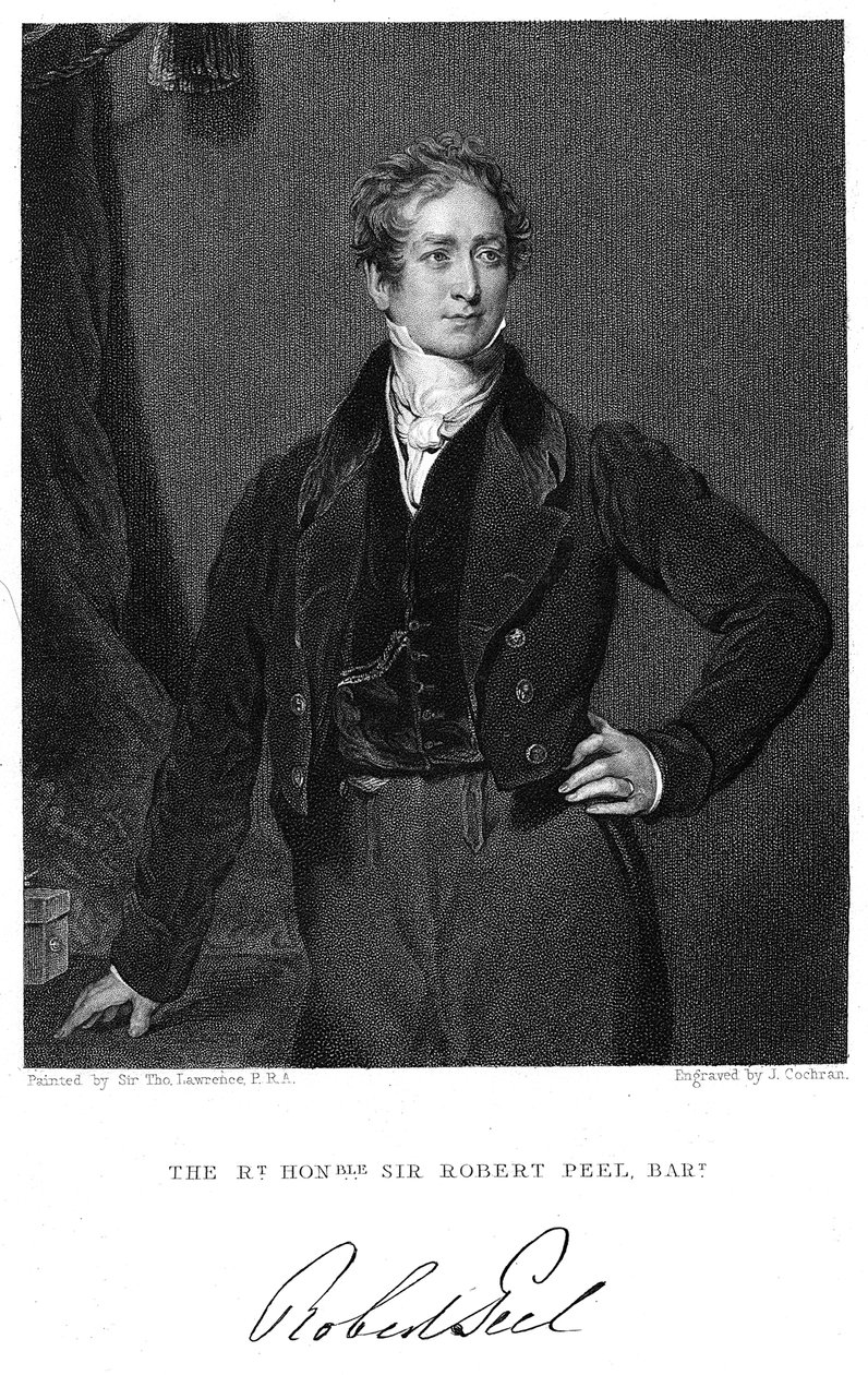 Robert Peel, britisk statsmand fra det 19. århundrede af J. Cochran