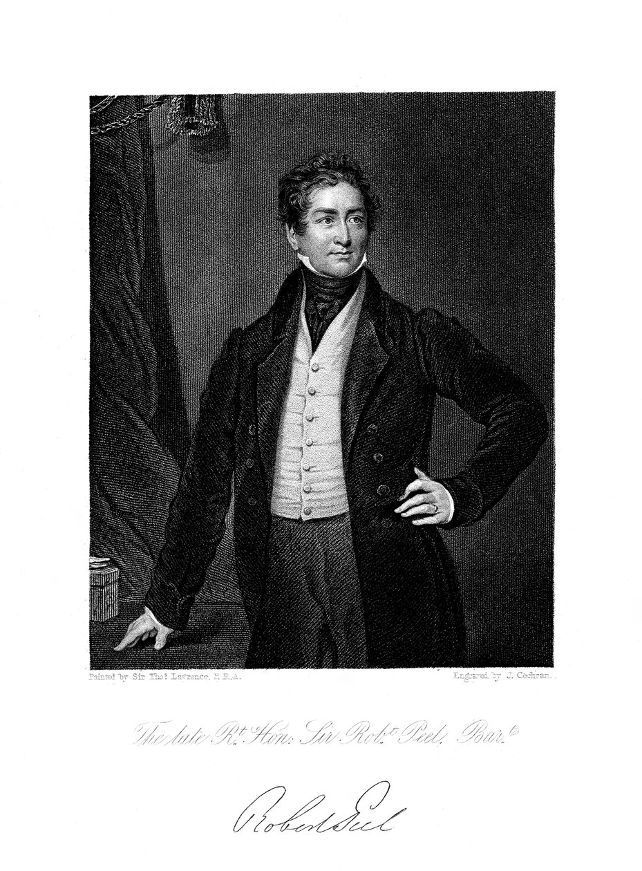 Robert Peel, britisk statsmand, 1800-tallet. af J. Cochran
