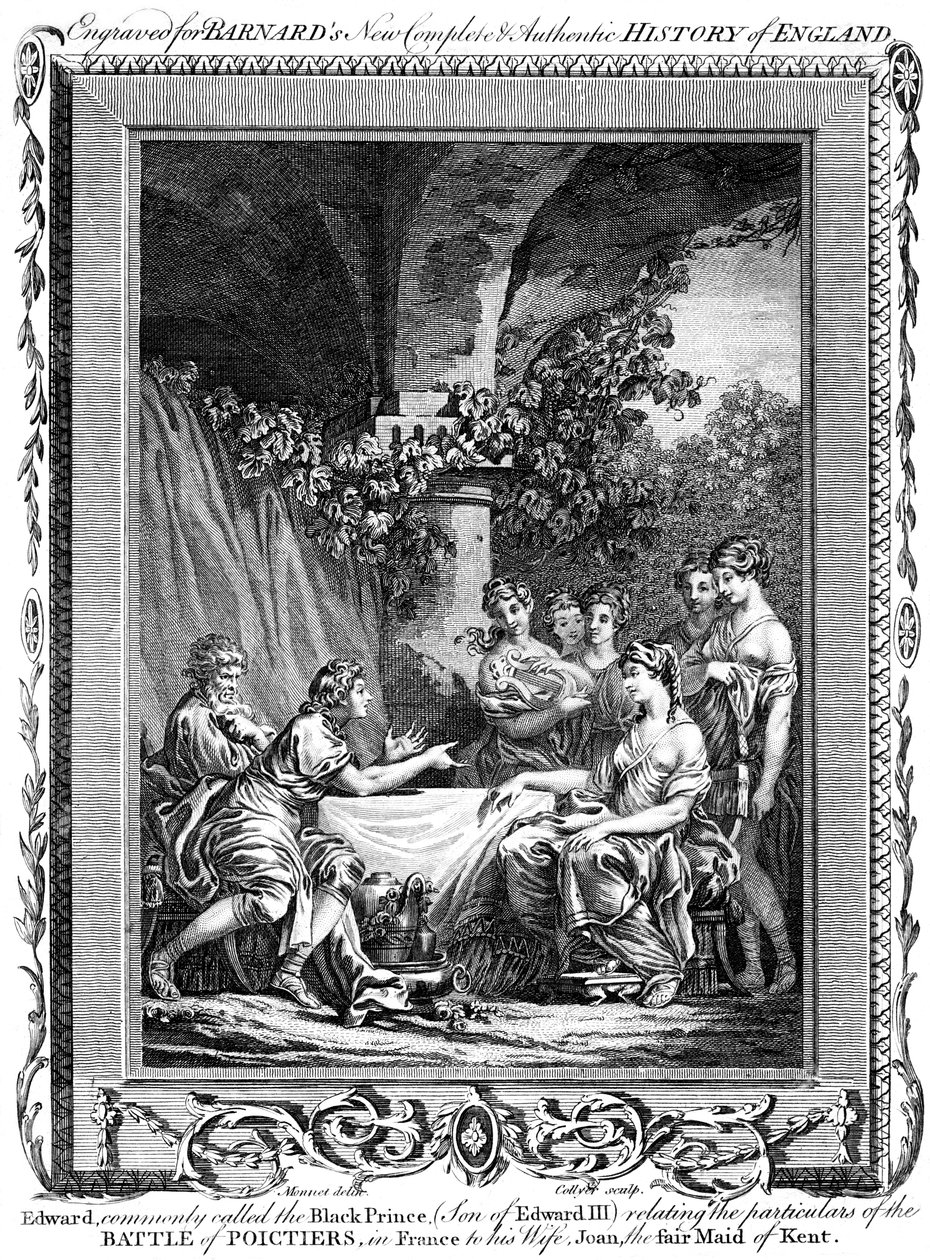 Edward, den sorte prins, fortæller om detaljerne i slaget ved Poictiers, det 19. århundrede. af J. Collyer