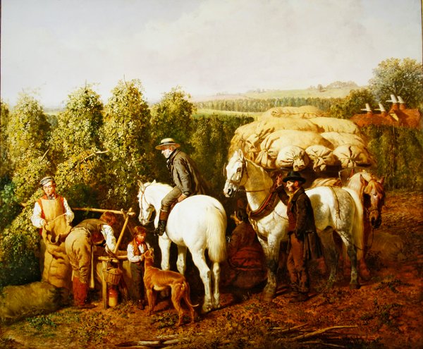 A Kentish Hop-Garden (olie på lærred) af J. F. and Bright H. Herring Snr.