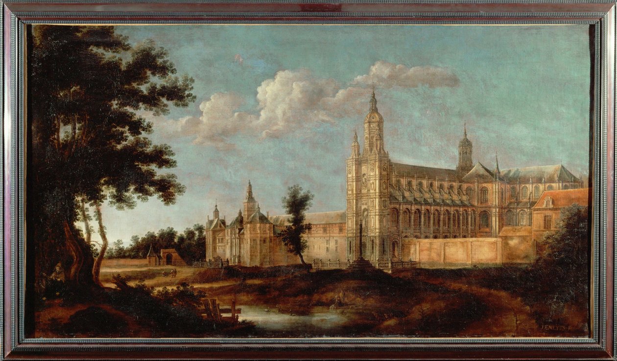 Abbey of Saint Amand nær Valenciennes, Frankrig, ødelagt i 1789 under den franske revolution (olie på lærred) af J. F. Neyts