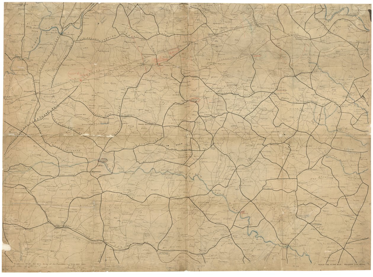 Civil War maps, 2nd ed., 1989. LC Civil War maps (2. ed.) 501.7 Også tilgængelig via Library of Congress-webstedet som et rasterbillede. Blad 6 (lva00104), ca. 1, ukendt kilde, august 1968; ark 8 (lva00105), ca. 1, kilde ukendt, august 1968, ca. 2 negat af J. F.; Schedler United States. Army. Corps Of Topographical Engineers; Gedney
