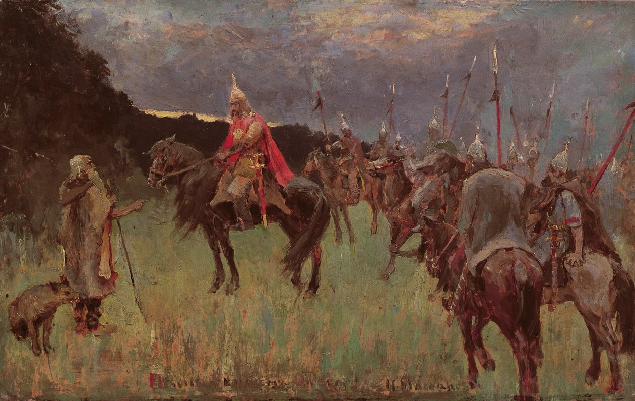 Sangen om Oleg den Vise (olie på lærred) af J. G. Myasoyedov