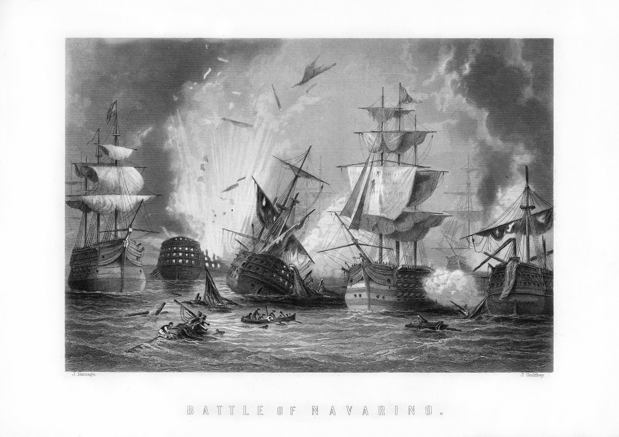 Søslaget ved Navarino, 20. oktober 1827, 1893. af J. Godfrey
