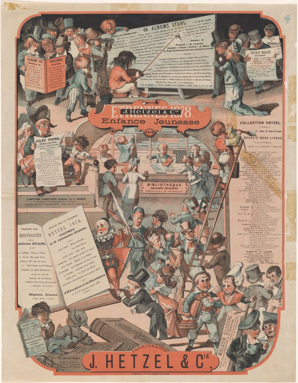 Fondsliste over J. Hetzel & Cie i Paris Etrennes 1878 (titel på objekt) af J. Géoffroy Dickinson
