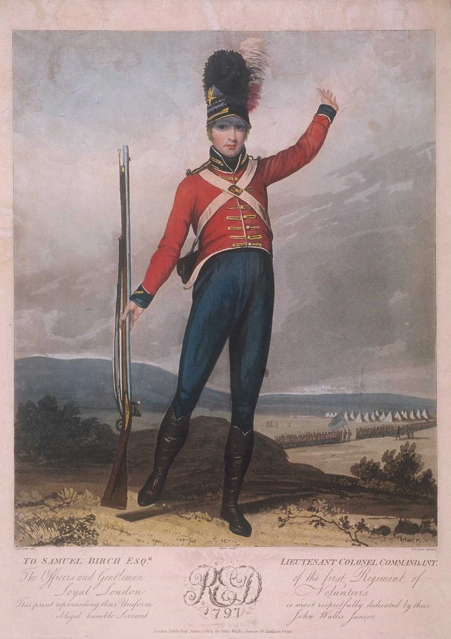 Militærfigur iført uniformen fra det første regiment af Loyal London Volunteers, 1797 af J Green