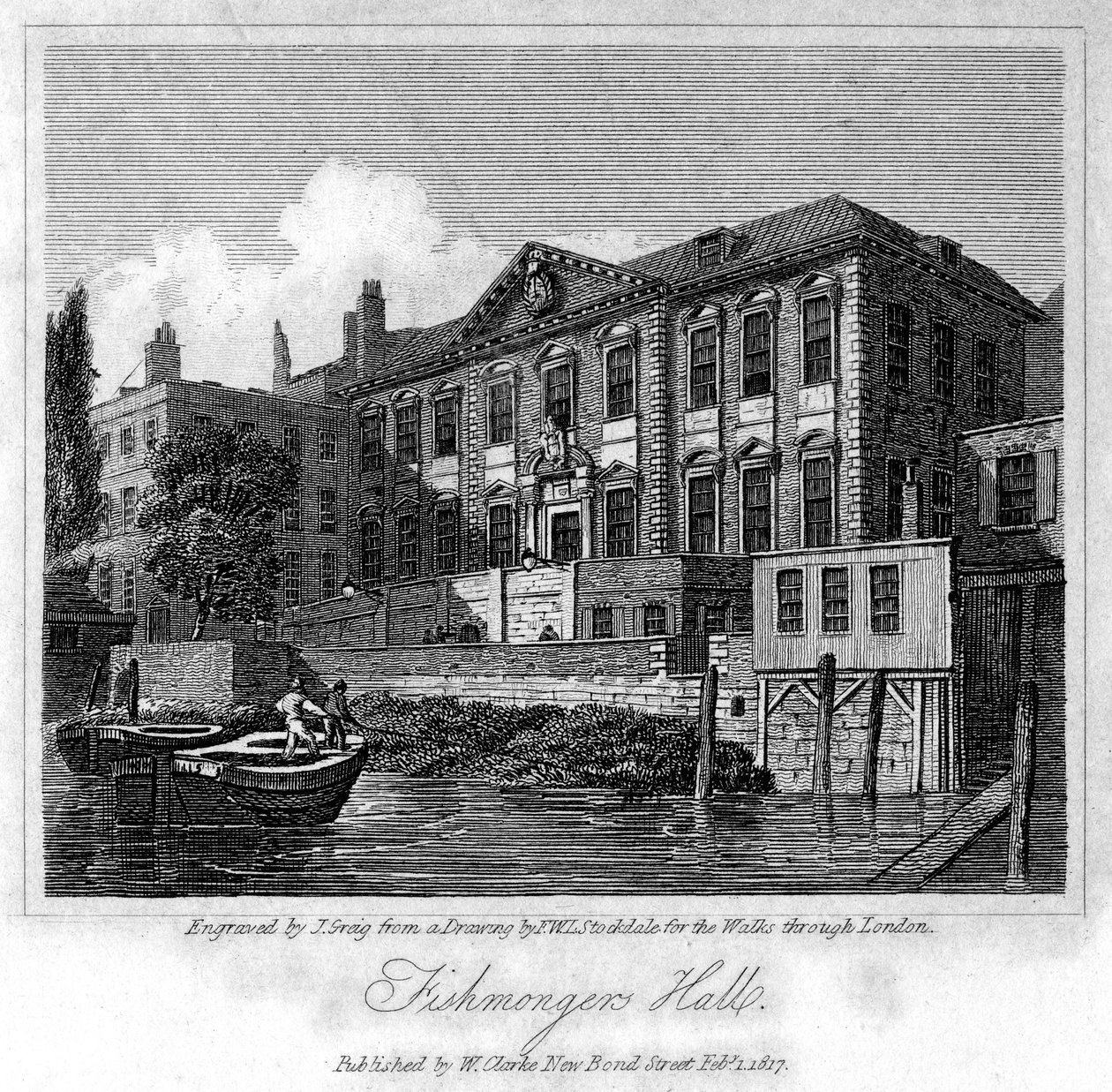 Fishmongers Hall, City of London, 1817. af J. Greig