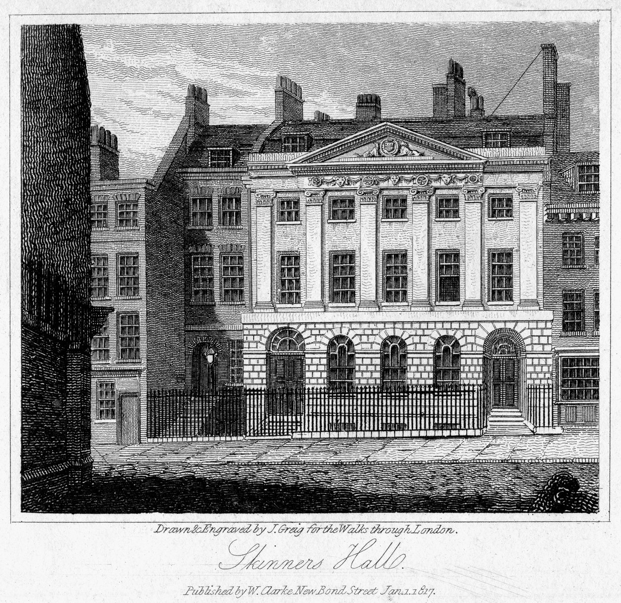 Skinners Hall, City of London, 1817. af J. Greig