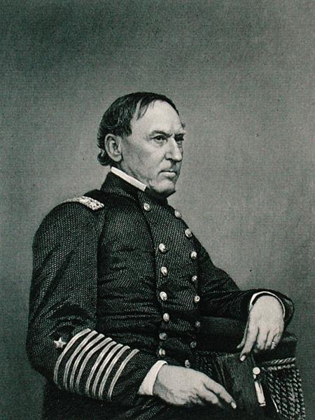 David Glasgow Farragut (1801-70), indgraveret efter et fotografi af William G. Jackman (fl.c.1840-60) (gravering) af J. Gurney and Son