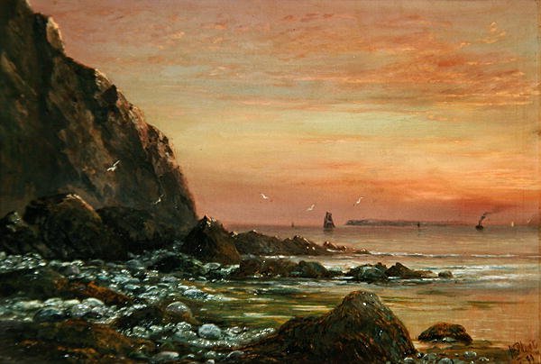Havlandskab med Cliff ved solnedgang af J. H. Blunt