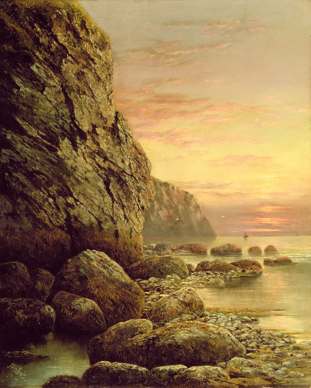 Havlandskab med Cliff ved solnedgang, 1889 af J. H. Blunt
