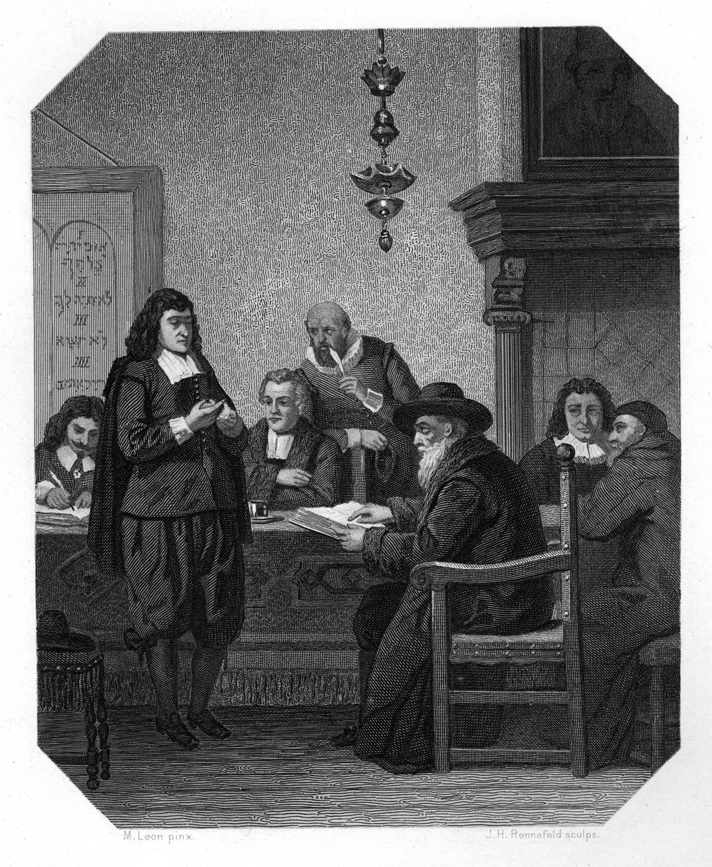 Benedict Spinoza, hollandsk filosof fra det 17. århundrede, c1870. af J. H. Rennefeld