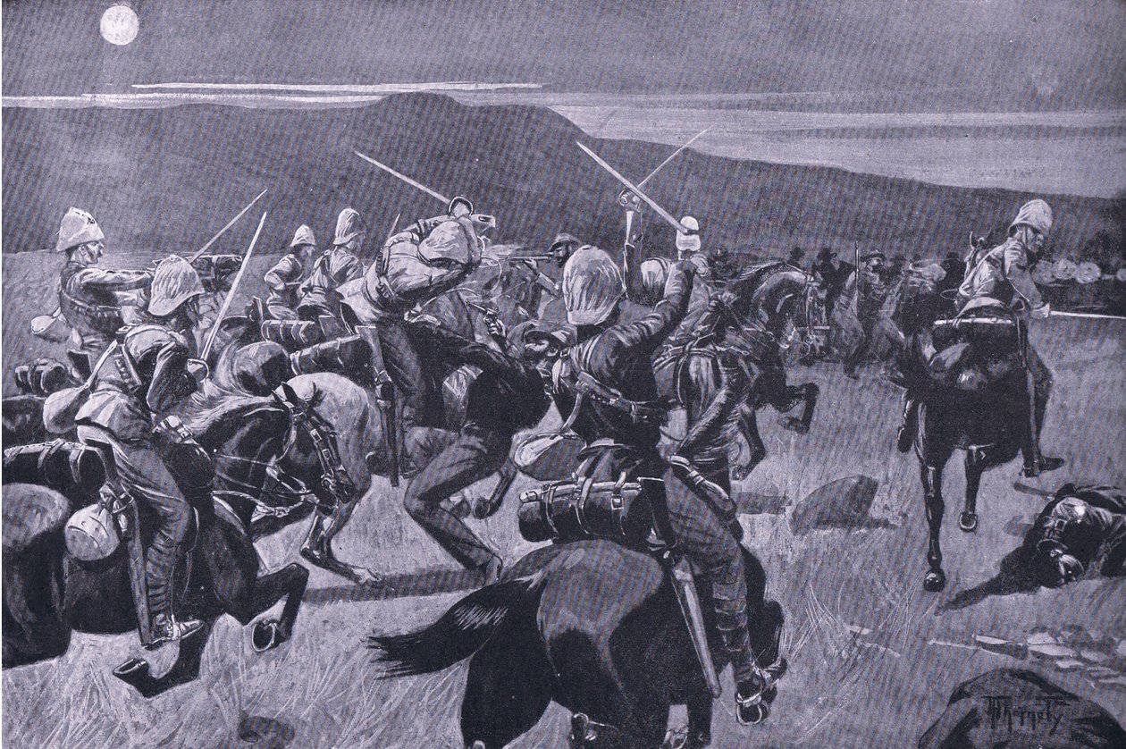 Moonlight charge of the 19th Hussars nr Steenkampsberg , illustration fra After Pretoria: The Guerilla War