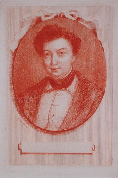 Portræt af Alexandre Dumas pere (1803-70) c.1830-40 (sangvinsk på papir) af J. Hanriot