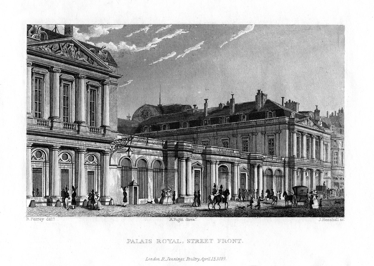 Kongeslottet, Paris, Frankrig, 1829 af J. Hanshall