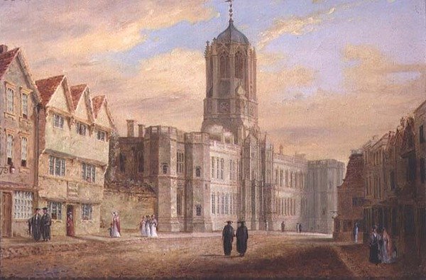 Oxford: Tom Tower og West Front of Christ Church College af J. Harwood