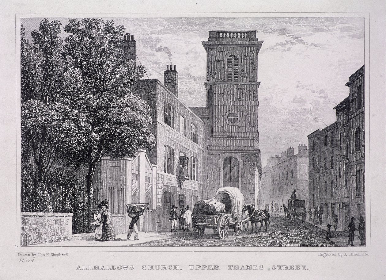 All Hallows the Great, London, c1829 af J Hinchcliff