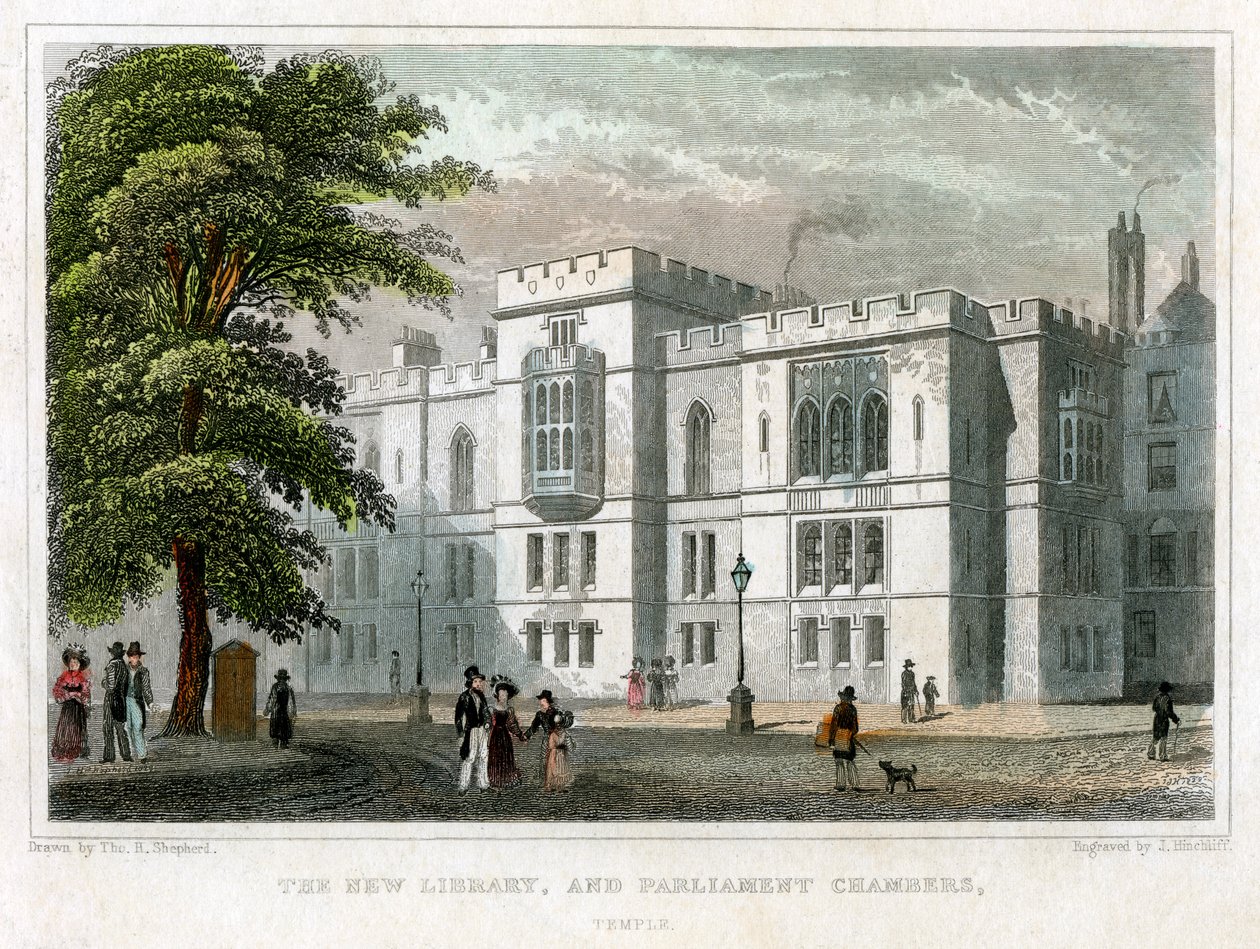 The New Library and Parliament Chambers, Westminster, London, 1829. af J Hinchcliff