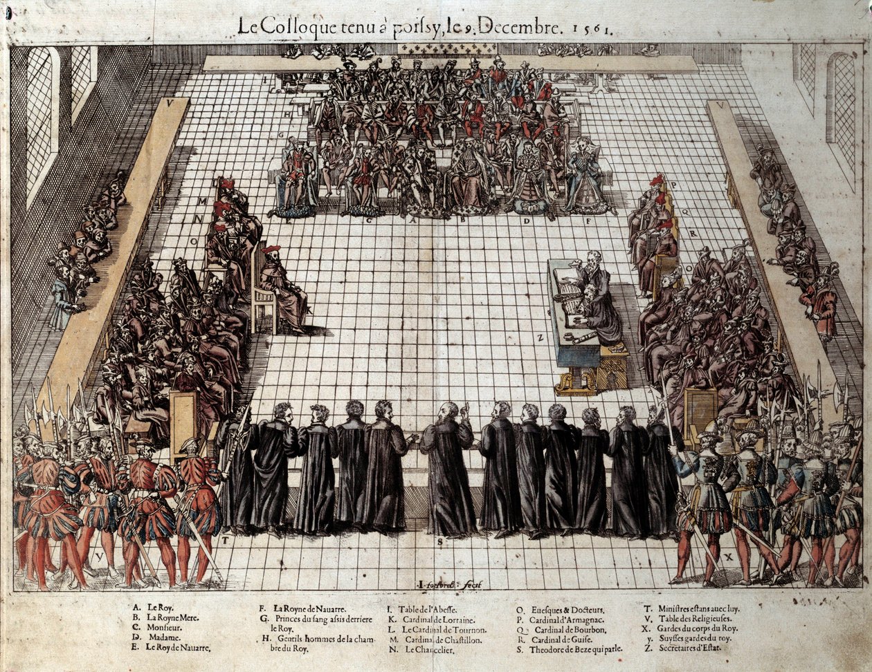 Colloquium of Poissy (9. februar af J. J. and Tortorel J. (fl.1568 92) Perrissin