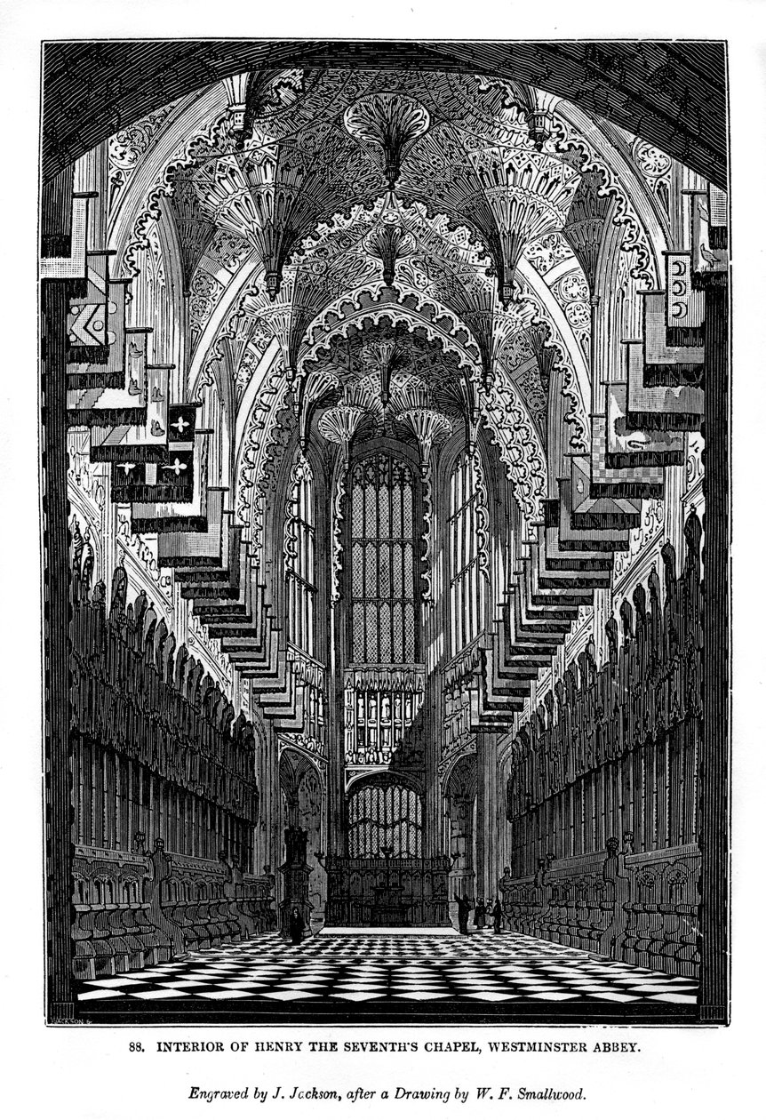 Interiør af Henry VII Chapel, Westminster Abbey, 1843 af J. Jackson
