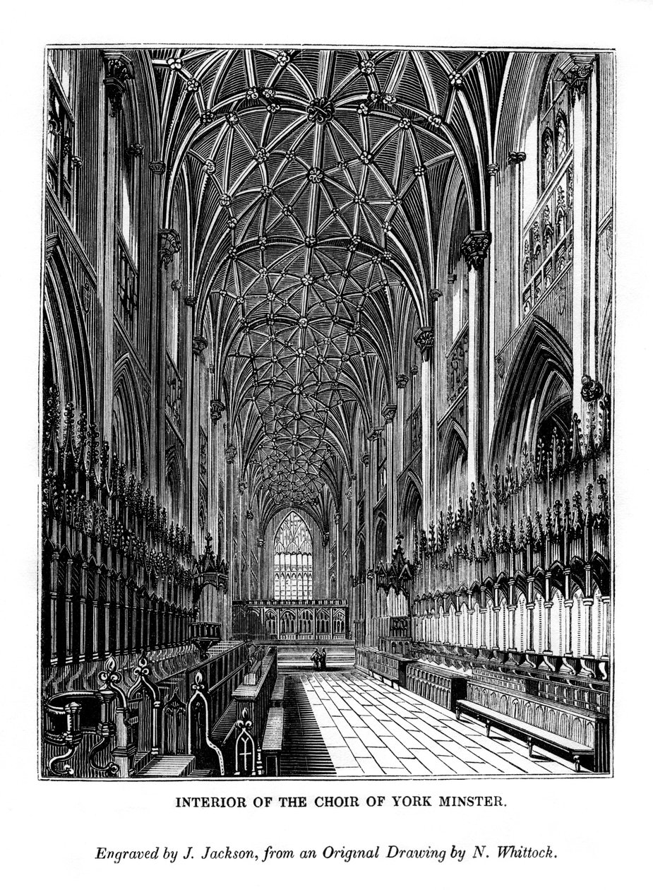 Interiør af koret af York Minster, c1830-1860 1843 af J. Jackson
