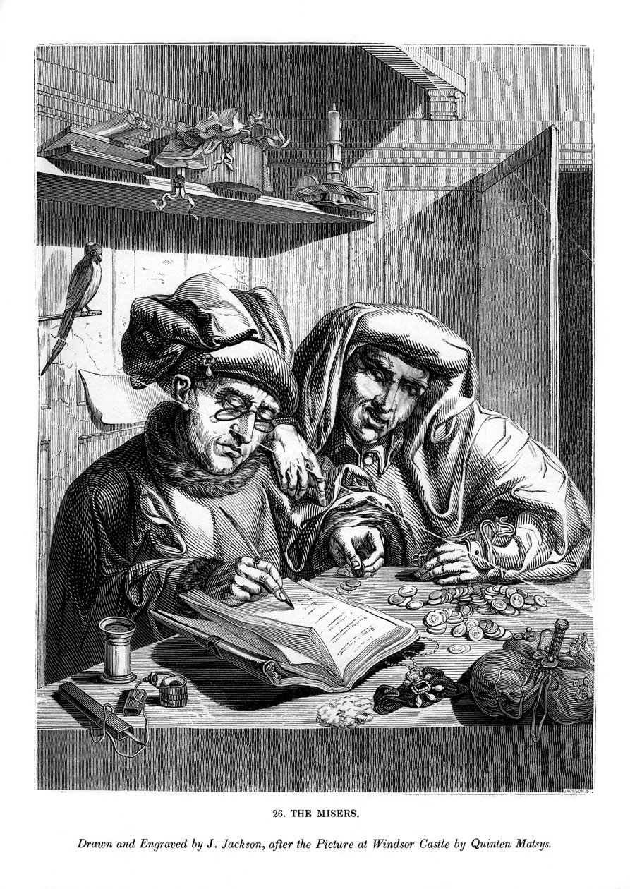 The Misers, c1480-1530 1843. af J. Jackson