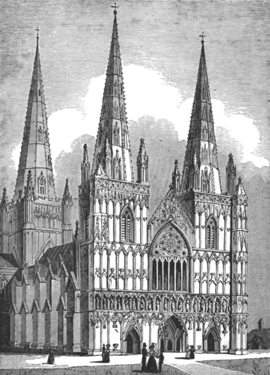 West Front of Lichfield Cathedral, Staffordshire, c1843 af J. Jackson