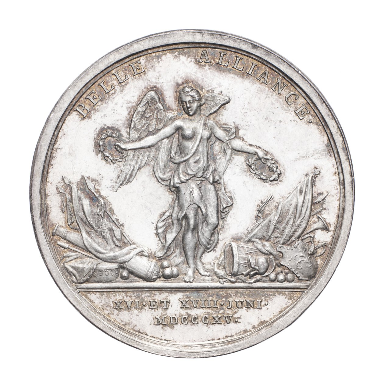 Medalje til minde om hertugen af Wellington og feltmarskal von Blücher 1815, ca. 1815 (sølv) af J. N. Lang