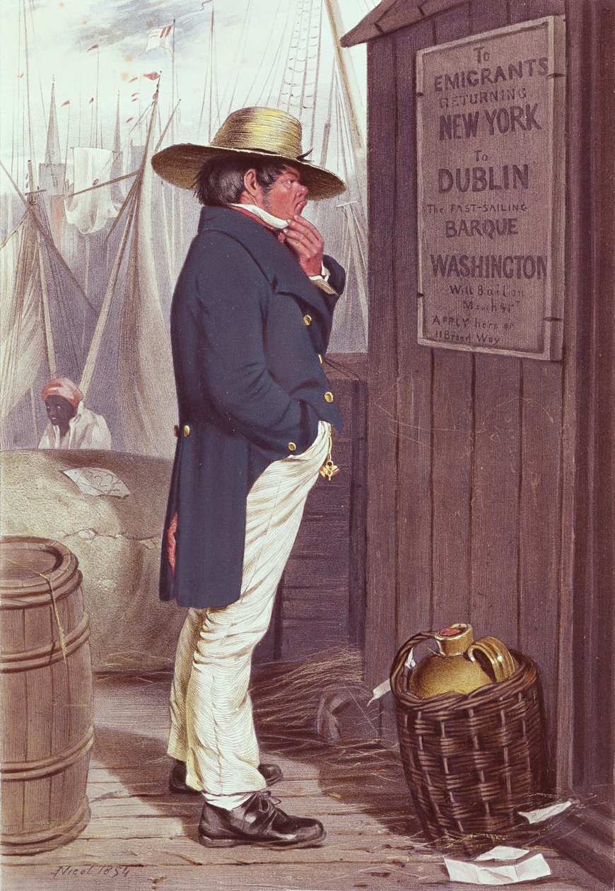 Homeward Bound, The Quay of New York, indgraveret af T.H.E. Mcguire, 1854 (se 189006) af J Nicol