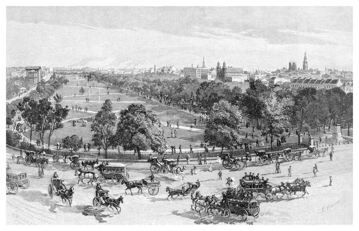 Hyde Park, Sydney, New South Wales, Australien, 1886. af J. R. Ashton