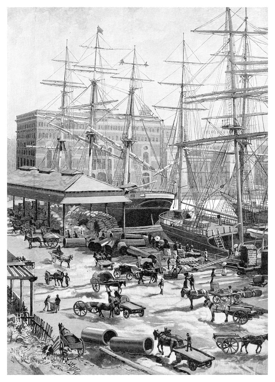 Shipping, Circular Quay, Sydney, New South Wales, Australien, 1886. af J. R. Ashton