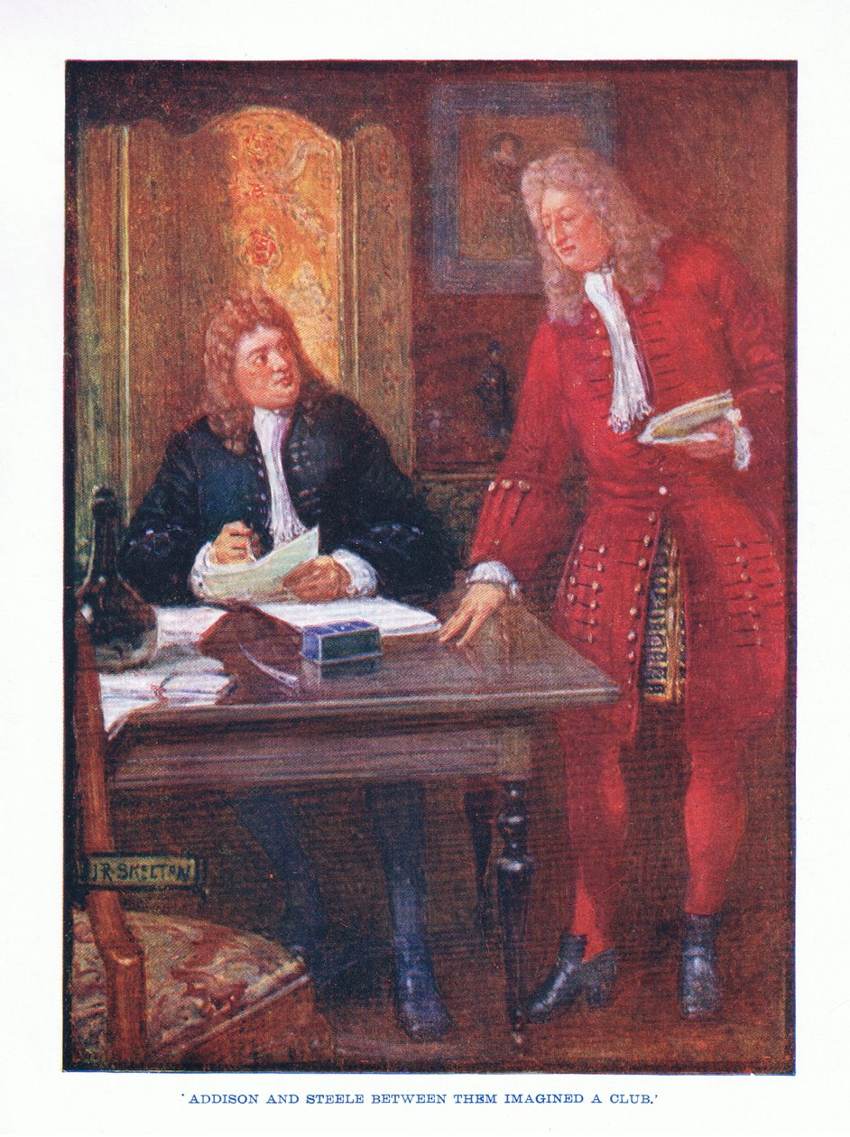 Addison og Steele forestillede sig mellem dem en klub fra English Literature pub.af T C & EC Jack, ca. 1920 af J. R. Skelton