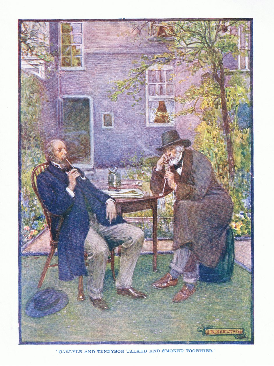 Carlyle og Tennyson talte og røg sammen, fra English Literature pub.af T C & EC Jack, ca. 1920 af J. R. Skelton
