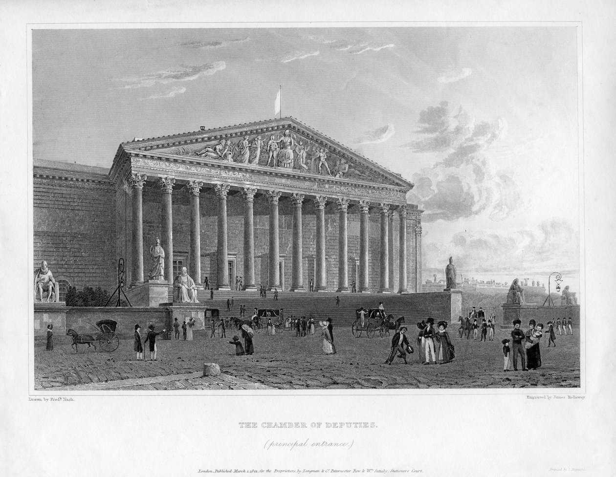 Deputeretkammeret, hovedindgang, Paris, Frankrig, 1822 af J. Redaway