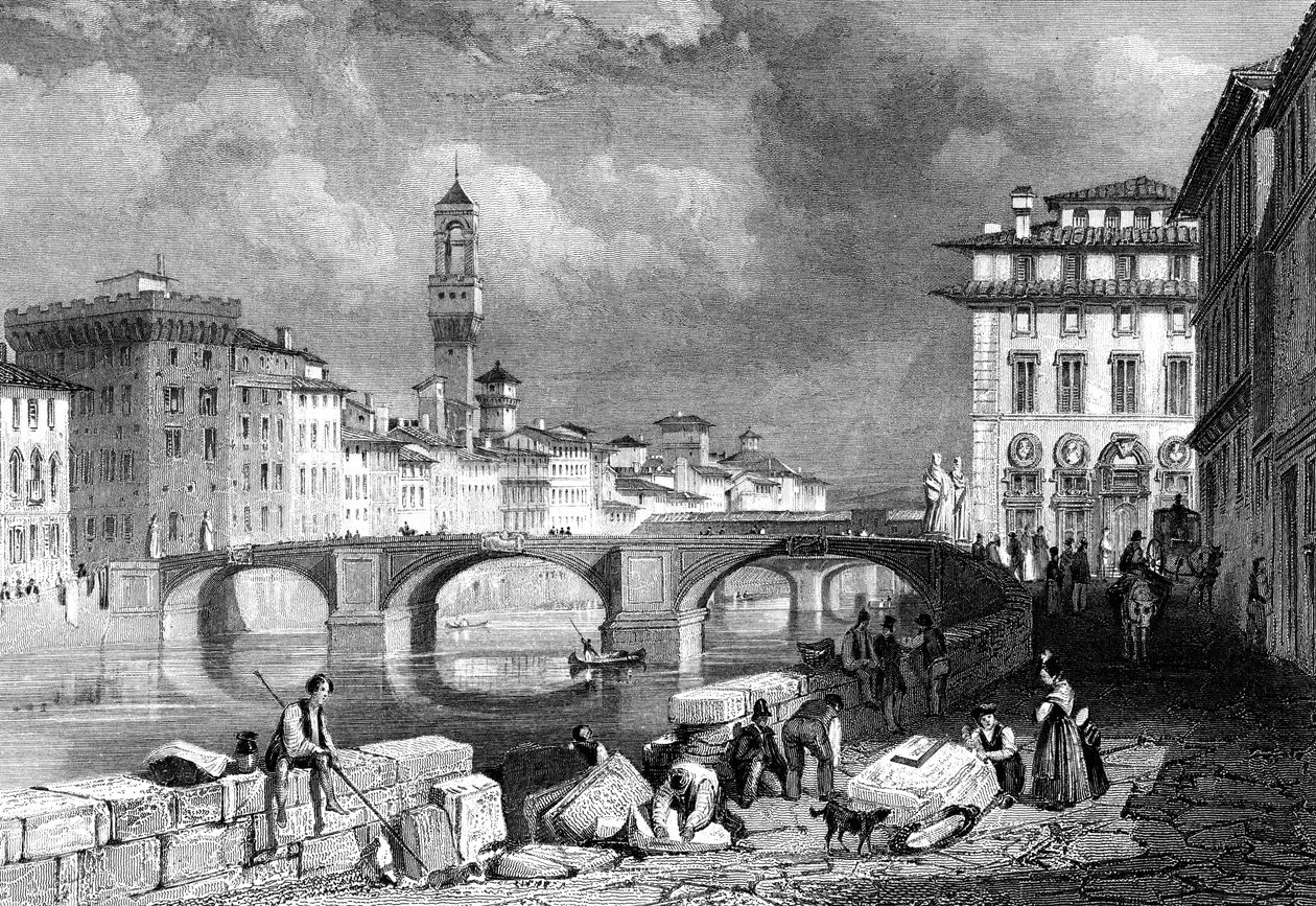 Ponte Santa Trinita, Firenze, Italien, 1800-tallet. af J. Redaway