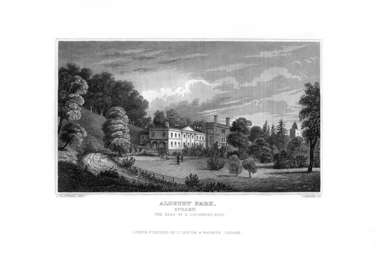 Aldbury Park, Surrey, 1829. af J. Rogers
