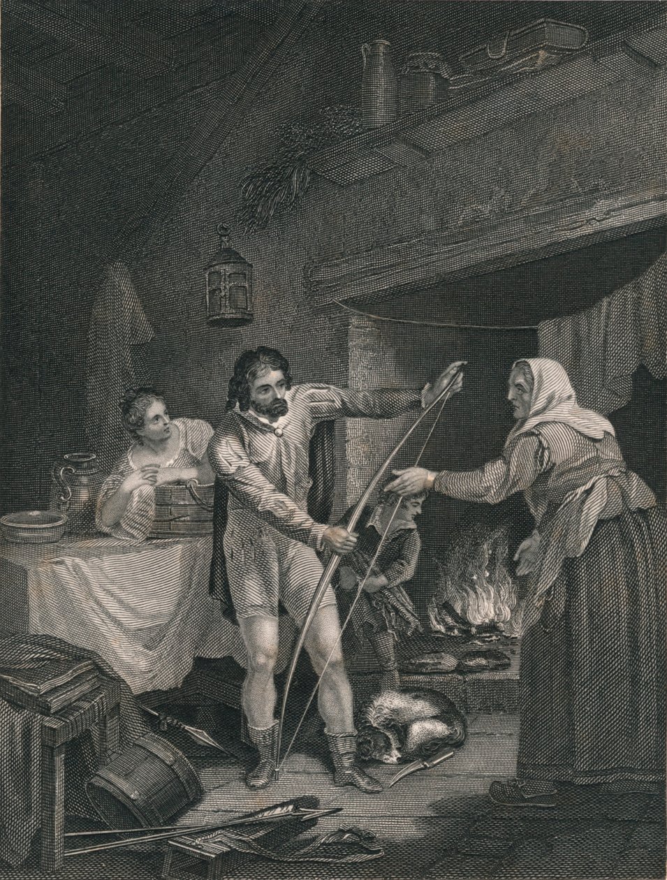 Alfred i Neatherds Cottage, midten af det 19. århundrede. af J. Rogers
