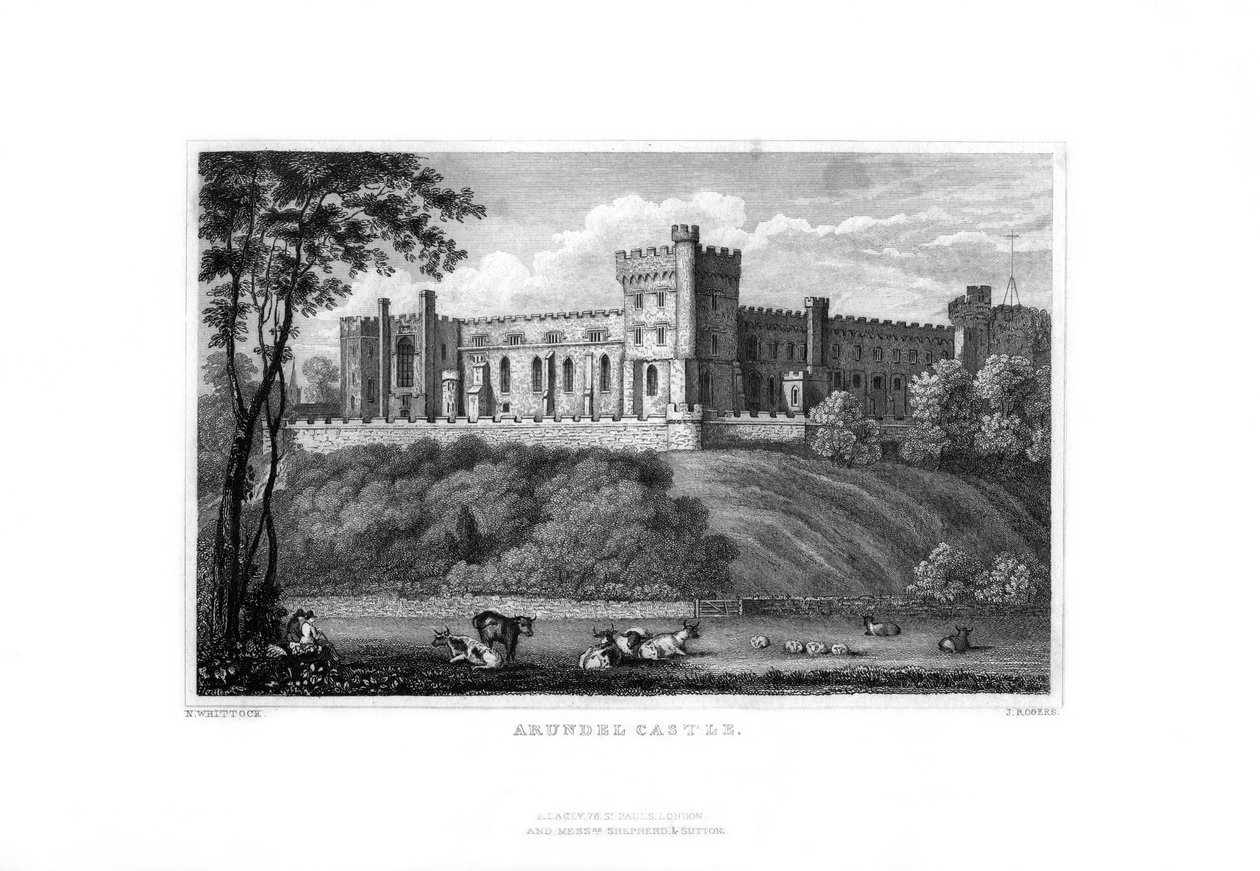 Arundel Castle, West Sussex, 1829. af J. Rogers