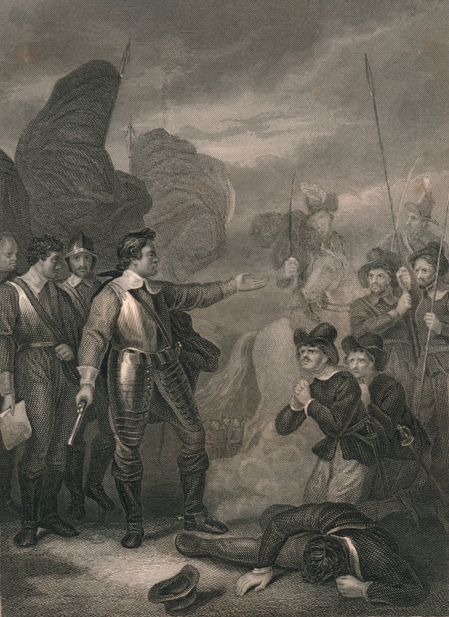Cromwell undertrykker mytteriet i hæren, c1640