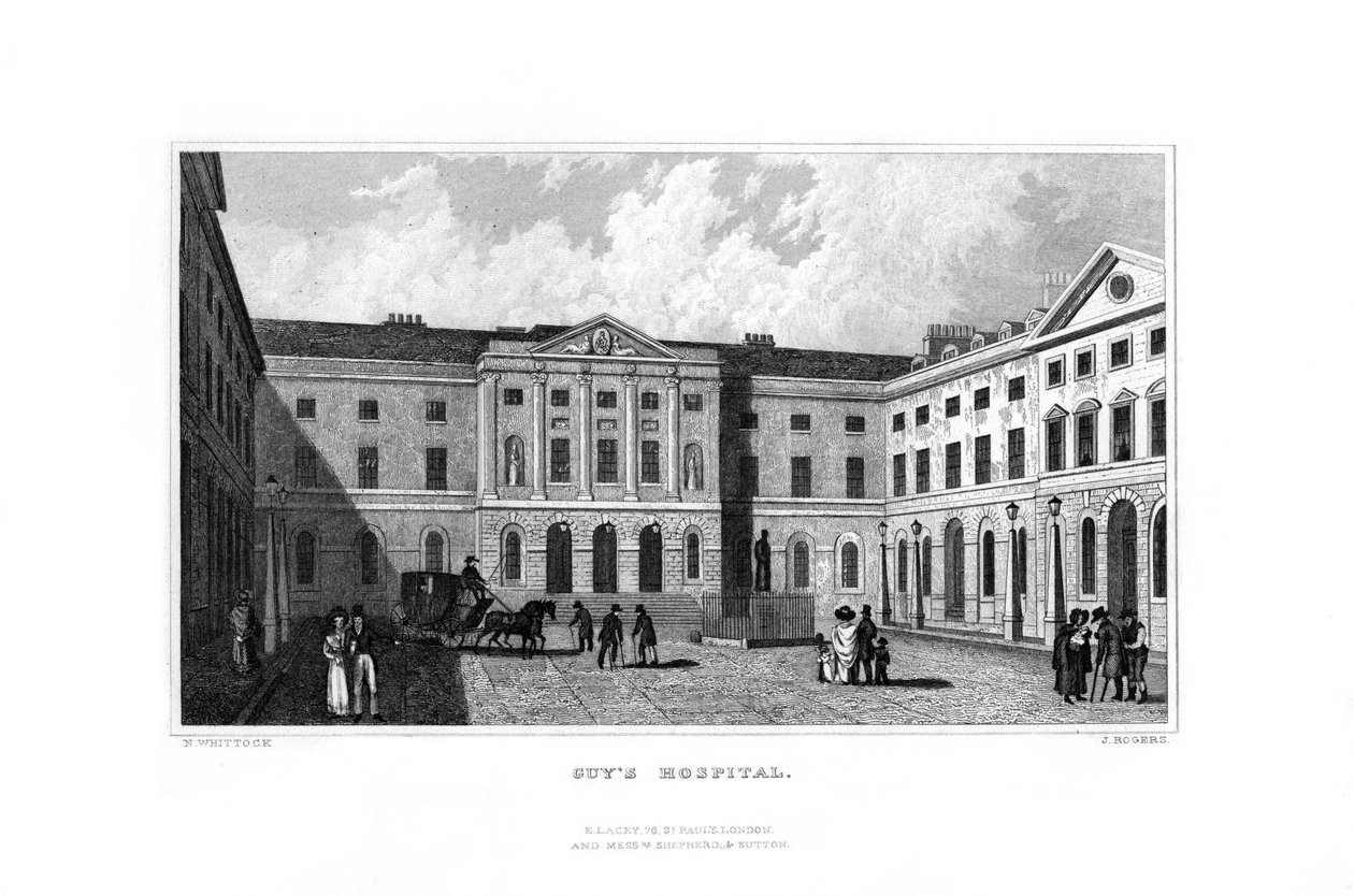 Guys Hospital, Southwark, London, 1829. af J. Rogers