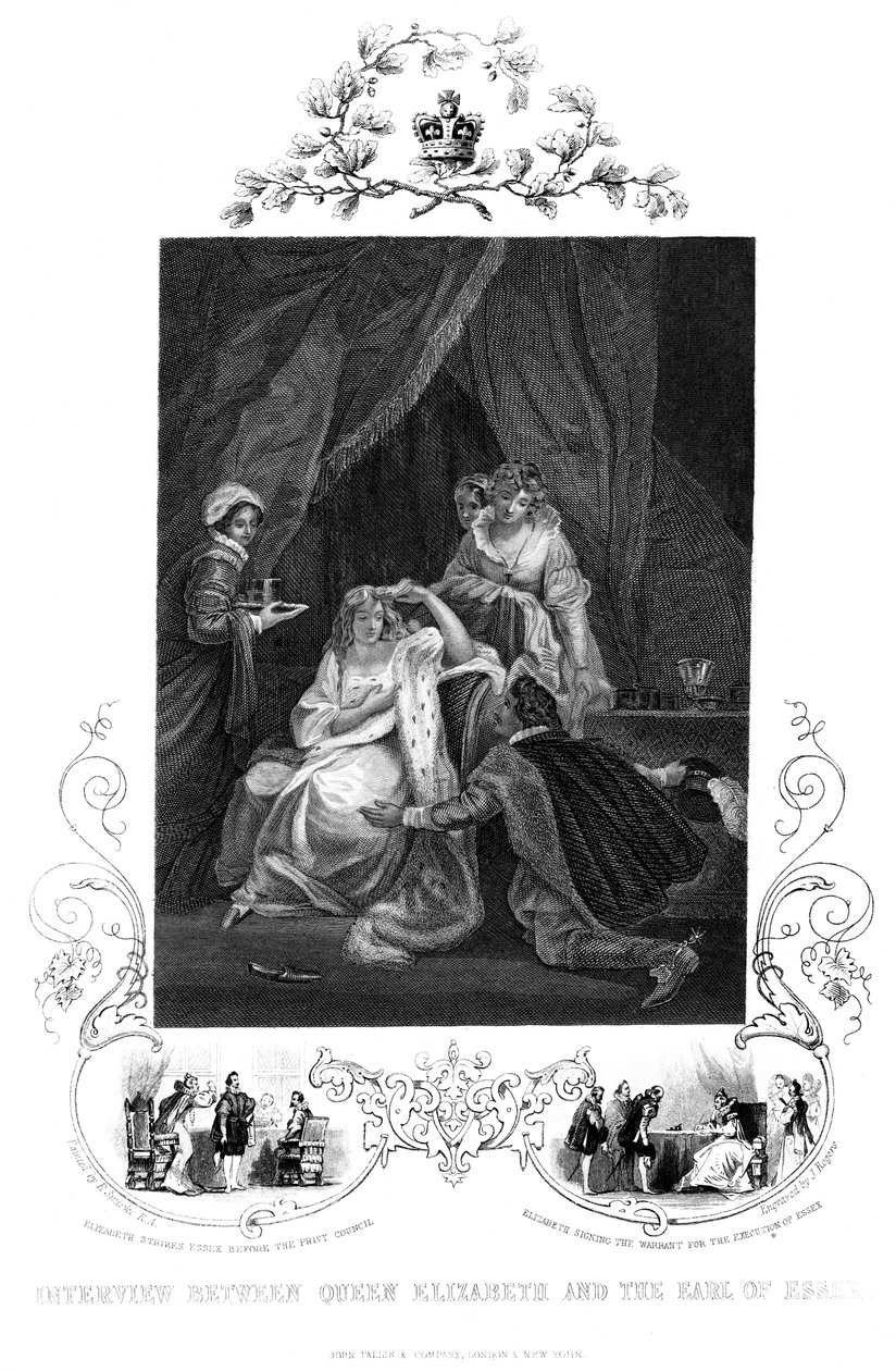 Interview mellem dronning Elizabeth og jarlen af Essex, 1800-tallet. af J. Rogers