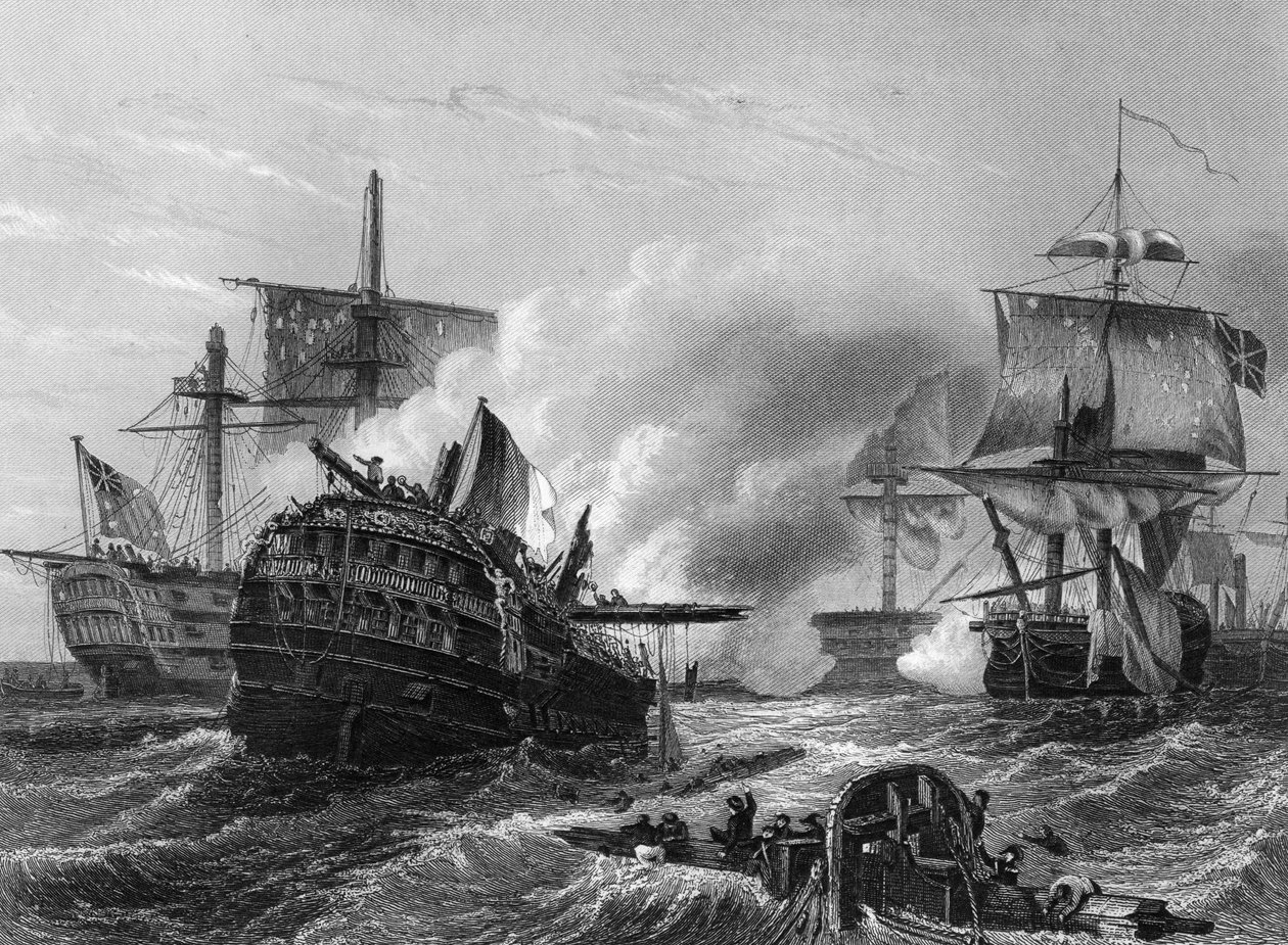 Lord Howes sejr over franskmændene, 1. juni 1794, c1857 af J. Rogers
