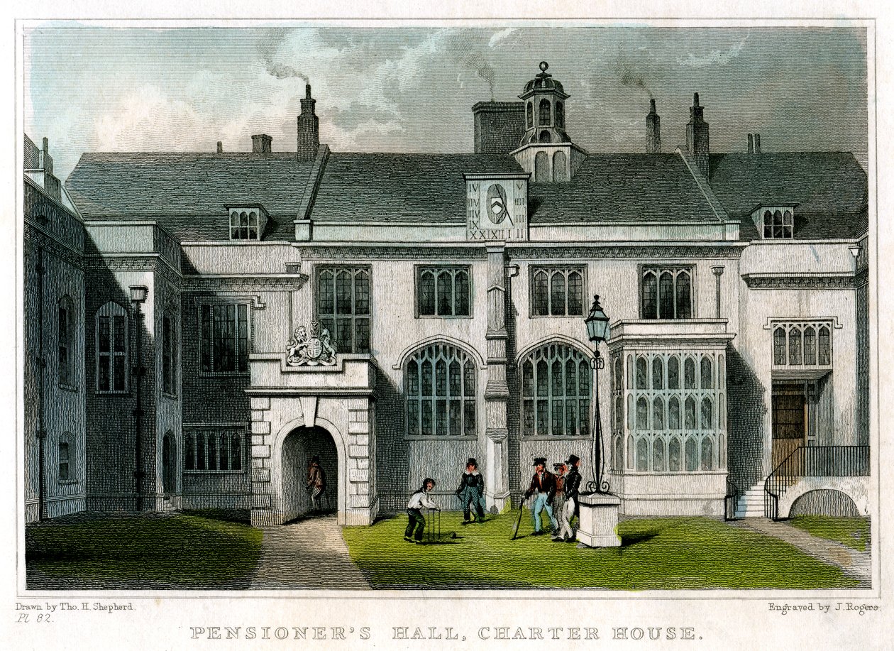 Pensioners Hall, Charterhouse, London, 1830. af J. Rogers