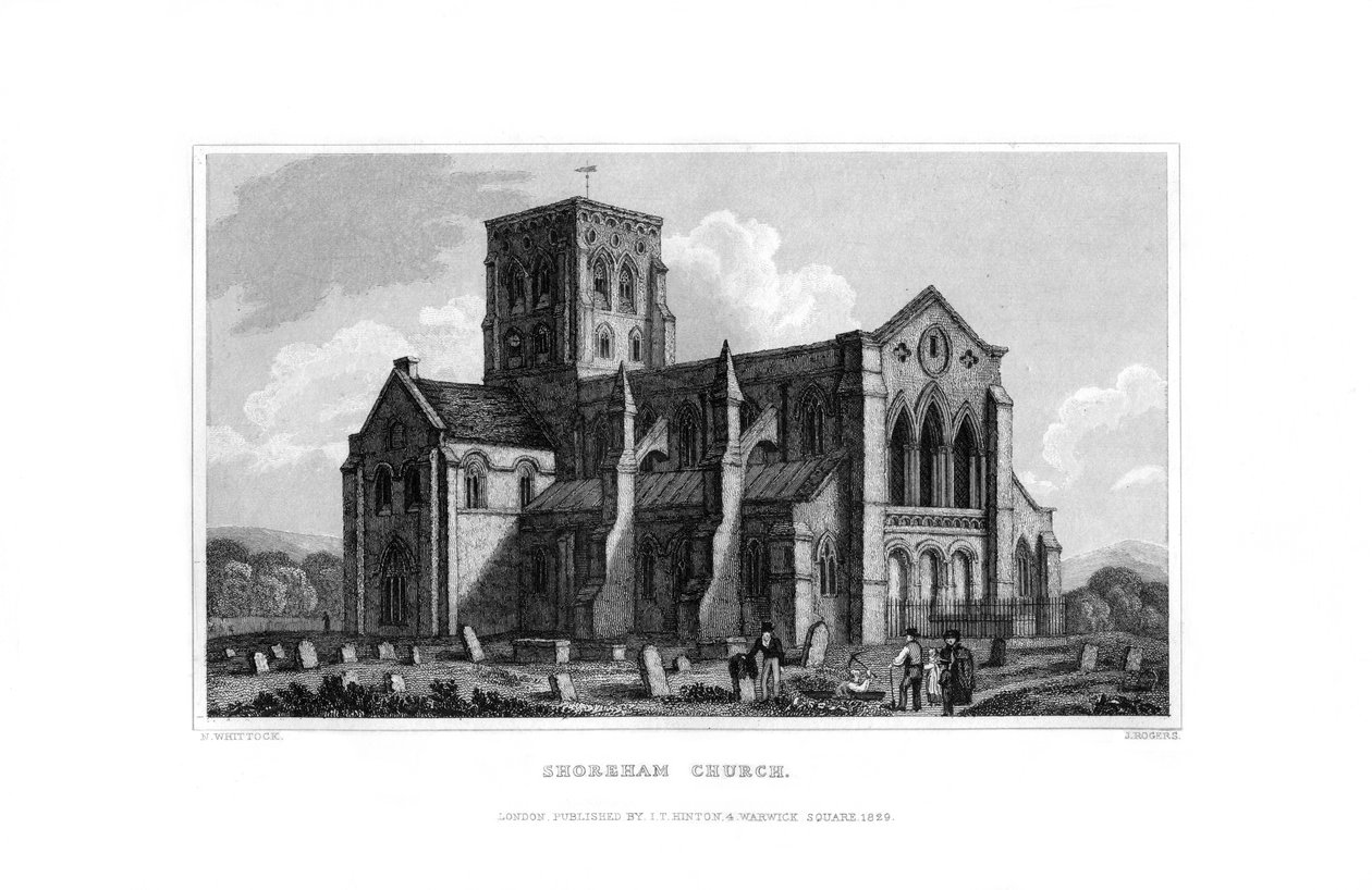 Shoreham Church, West Sussex, 1829. af J. Rogers
