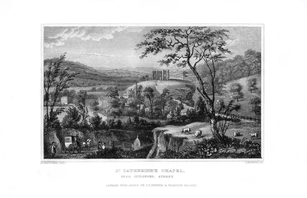 St Catherines Chapel, Guildford, Surrey, 1829. af J. Rogers
